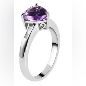 Genuine Moroccan Amethyst ring with Diamonds,platinum over sterling silver